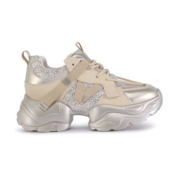 Azalea Wang- Amado Silver Chunky Sneakers - Picture 2 of 9